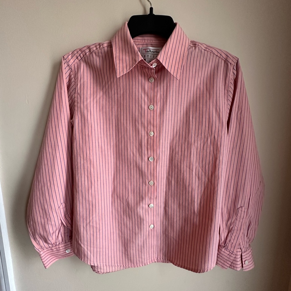 Talbots Pink Striped Button-Up Shirt